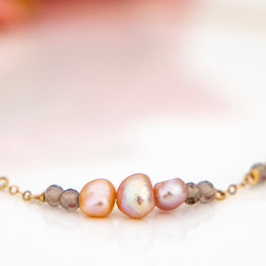 READY TO SHIP Freshwater Pearl & Labradorite Faceted Beads Necklace in 14k Gold Fill - FJD$