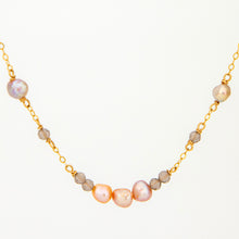 Load image into Gallery viewer, READY TO SHIP Freshwater Pearl &amp; Labradorite Faceted Beads Necklace in 14k Gold Fill - FJD$
