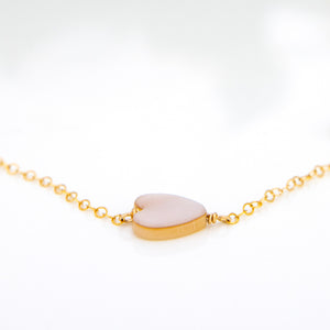 READY TO SHIP Mother of Pearl Heart Charm Necklace - 14k Gold Fill FJD$