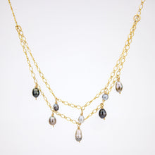 Load image into Gallery viewer, READY TO SHIP Keshi Pearl Layered Necklace in 14k Gold Fill - FJD$
