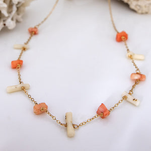 READY TO SHIP Pink & White Coral Necklace - 14k Gold Fill FJD$