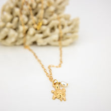 Load image into Gallery viewer, READY TO SHIP Freshwater Pearl &amp; Turtle Charm Necklace - Gold Plated FJD$
