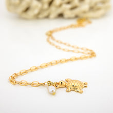 Load image into Gallery viewer, READY TO SHIP Freshwater Pearl &amp; Turtle Charm Necklace - Gold Plated FJD$
