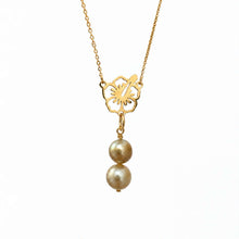 Load image into Gallery viewer, Civa Fiji Pearl Duo Hibiscus Necklace - Gold Plated over Stainless Steel FJD$
