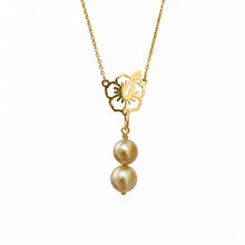 Load image into Gallery viewer, Civa Fiji Pearl Duo Hibiscus Necklace - Gold Plated over Stainless Steel FJD$
