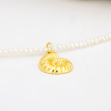 Load image into Gallery viewer, READY TO SHIP Freshwater Pearl Necklace with Nautilus Shell Charm - Gold Plated over Stainless Steel FJD$

