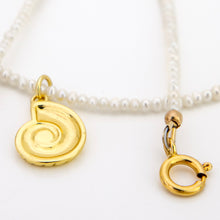 Load image into Gallery viewer, READY TO SHIP Freshwater Pearl Necklace with Nautilus Shell Charm - Gold Plated over Stainless Steel FJD$
