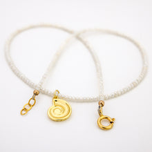 Load image into Gallery viewer, READY TO SHIP Freshwater Pearl Necklace with Nautilus Shell Charm - Gold Plated over Stainless Steel FJD$
