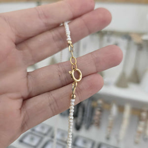 READY TO SHIP Freshwater Pearl Necklace with Coral Charm - Gold Plated over Stainless Steel FJD$