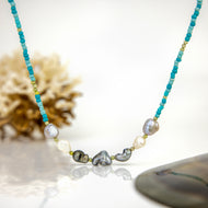 Civa Keshi & Freshwater Pearl Beaded Necklace - Gold Plated FJD$