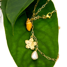 Load image into Gallery viewer, READY TO SHIP Freshwater Pearl, Shell &amp; Charm Necklace - Gold Plated FJD$
