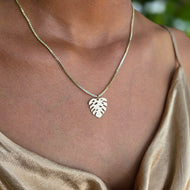 Monstera Necklace - 18k Gold Vermeil FJD$