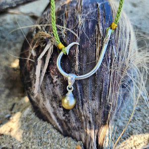 CONTACT US TO RECREATE THIS SOLD OUT STYLE Civa Fiji Pearl Fish Hook Necklace - Nylon & 925 Sterling Silver FJD$
