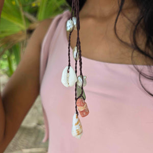 READY TO SHIP Pearl & Shell Necklace - Nylon FJD$