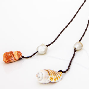 READY TO SHIP Pearl & Shell Necklace - Nylon FJD$