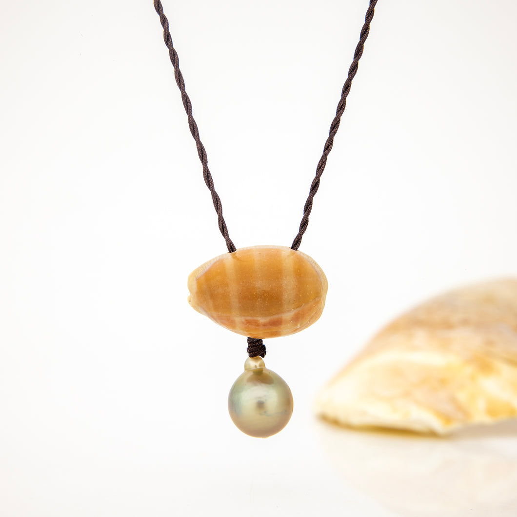 READY TO SHIP Civa Fiji Pearl & Shell Necklace - Nylon FJD$