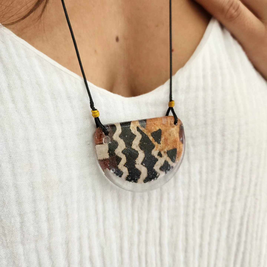 CONTACT US TO RECREATE THIS SOLD OUT STYLE Unisex Pasifika Tapa Resin Necklace - Nylon FJD$