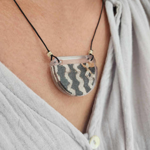 READY TO SHIP Unisex Pasifika Tapa Resin Necklace - Nylon FJD$