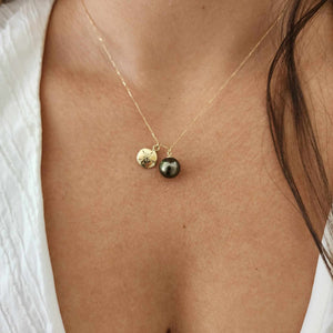 CONTACT US TO RECREATE THIS SOLD OUT STYLE Civa Fiji Pearl Necklace with Sand Dollar Charm - 14k Solid Gold FJD$