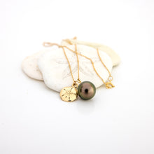 Load image into Gallery viewer, CONTACT US TO RECREATE THIS SOLD OUT STYLE Civa Fiji Pearl Necklace with Sand Dollar Charm - 14k Solid Gold FJD$
