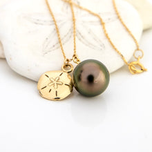 Load image into Gallery viewer, CONTACT US TO RECREATE THIS SOLD OUT STYLE Civa Fiji Pearl Necklace with Sand Dollar Charm - 14k Solid Gold FJD$
