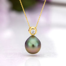 Load image into Gallery viewer, READY TO SHIP Graded Civa Fiji Pearl Necklace - Diamond &amp; 14k Solid Gold FJD$
