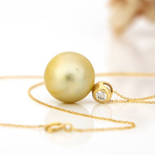 Load image into Gallery viewer, READY TO SHIP Graded Civa Fiji Pearl Necklace - Diamond &amp; 14k Solid Gold FJD$
