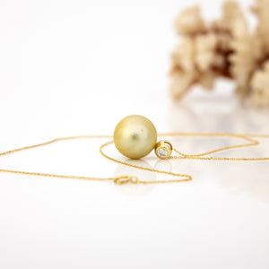 READY TO SHIP Graded Civa Fiji Pearl Necklace - Diamond & 14k Solid Gold FJD$