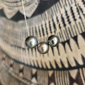 READY TO SHIP Civa Fiji Saltwater Pearl Trio Necklace - 14k Solid Gold FJD$