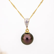 Load image into Gallery viewer, READY TO SHIP Civa Fiji Graded Pearl Necklace with Diamond Set Pendant - 14k Solid Gold FJD$
