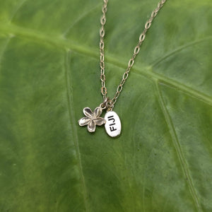 READY TO SHIP Frangipani Charm Necklace - 9k Solid Gold & 14k Gold Fill FJD$