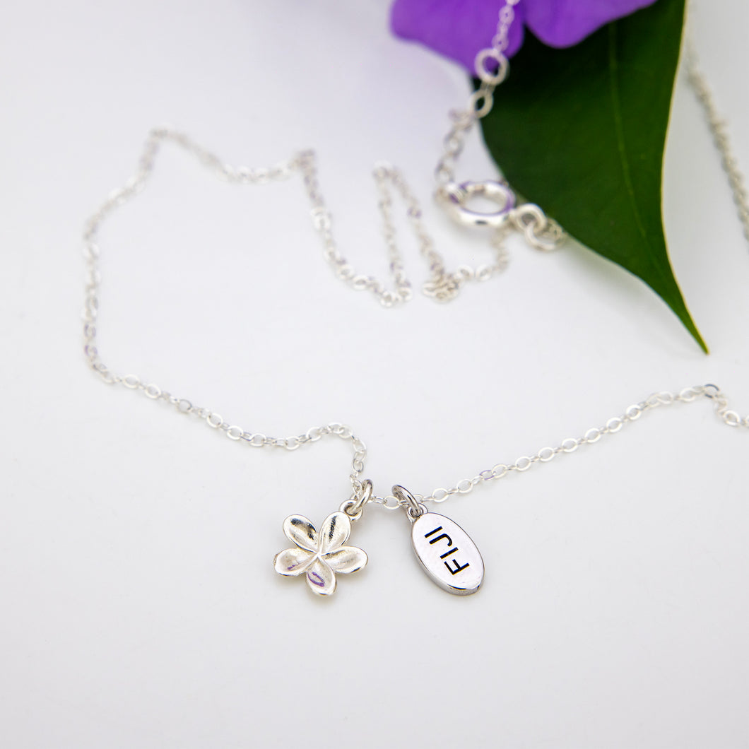 READY TO SHIP Frangipani Charm Necklace in 925 Sterling Silver - FJD$