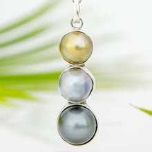 Load image into Gallery viewer, READY TO SHIP Civa Fiji Bezel Set Pearl Trio Necklace - 925 Sterling Silver FJD$
