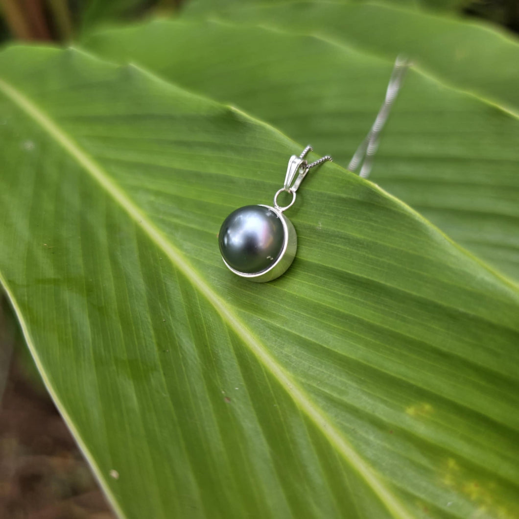 READY TO SHIP Civa Fiji Bezel Set Pearl Necklace - 925 Sterling Silver FJD$