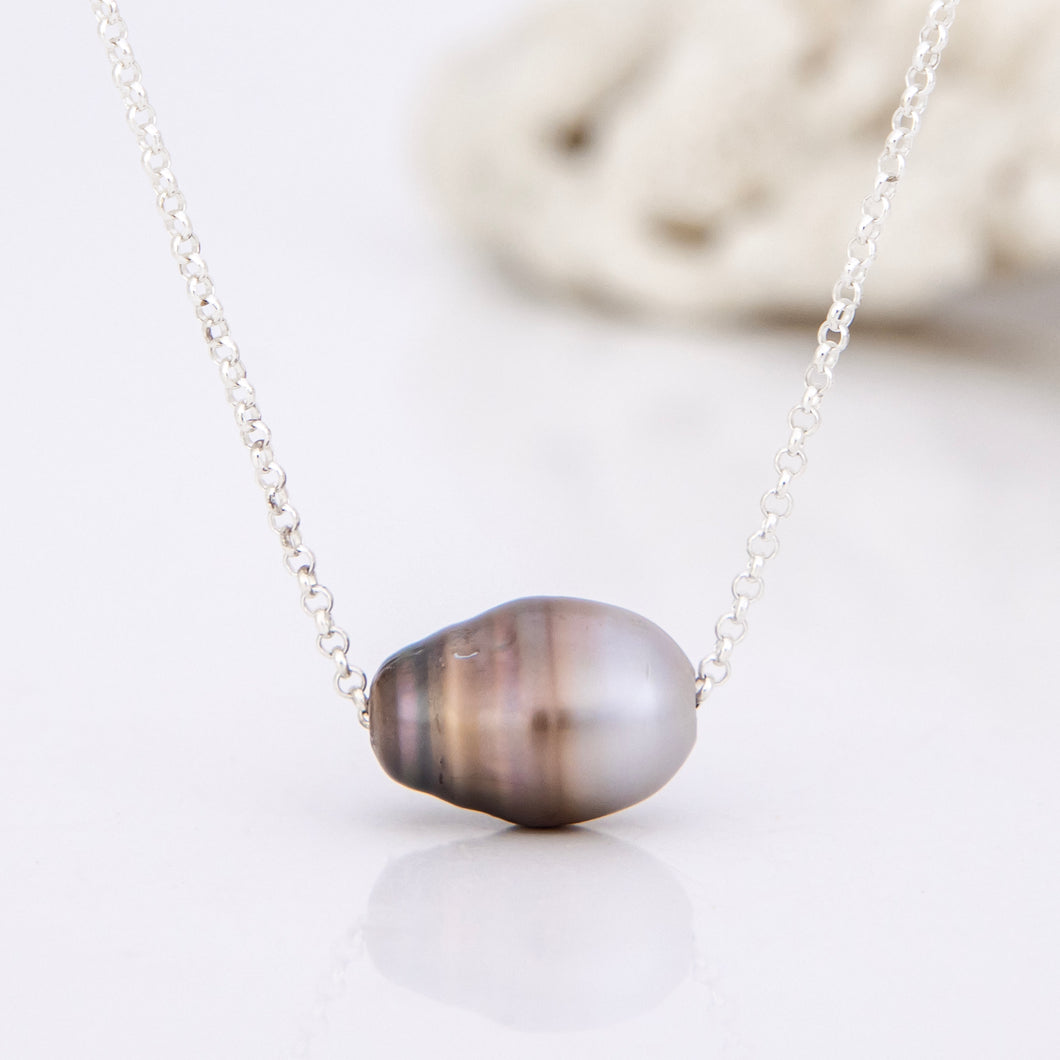 READY TO SHIP Infinity Floating Civa Fiji Pearl Necklace - 925 Sterling Silver FJD$
