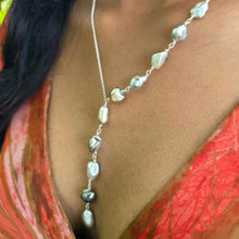 Load image into Gallery viewer, CONTACT US TO RECREATE THIS SOLD OUT STYLE Fiji Keshi Pearl Lariat Necklace - 925 Sterling Silver FJD$
