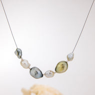 READY TO SHIP Fiji Keshi Floating Pearl Necklace - 925 Sterling Silver FJD$