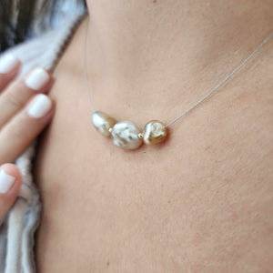 CONTACT US TO RECREATE THIS SOLD OUT STYLE Fiji Keshi Floating Pearl Necklace - 925 Sterling Silver FJD$