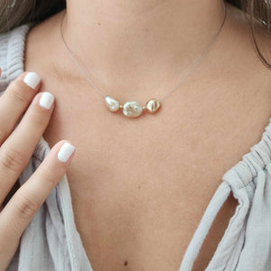 CONTACT US TO RECREATE THIS SOLD OUT STYLE Fiji Keshi Floating Pearl Necklace - 925 Sterling Silver FJD$