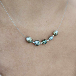 READY TO SHIP Fiji Keshi Floating Pearl Necklace - 925 Sterling Silver FJD$