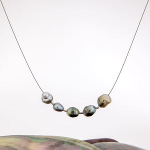 READY TO SHIP Fiji Keshi Floating Pearl Necklace - 925 Sterling Silver FJD$