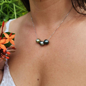 READY TO SHIP Civa Fiji Saltwater Pearl Trio Necklace - 925 Sterling Silver FJD$