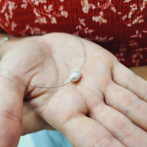 READY TO SHIP Floating Freshwater Pearl Necklace in 925 Sterling Silver - FJD$