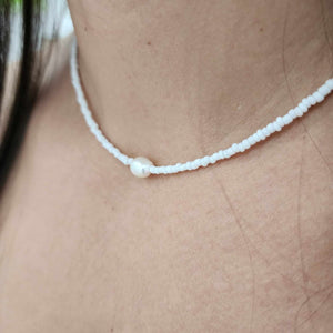 READY TO SHIP Freshwater Pearl & Bead Choker Necklace - 925 Sterling Silver FJD$