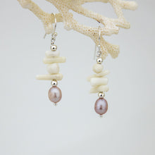 Load image into Gallery viewer, READY TO SHIP Freshwater Pearl &amp; Coral Earrings - 925 Sterling Silver FJD$
