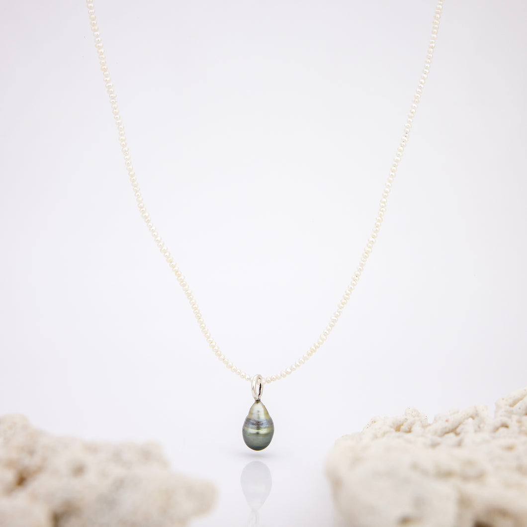 READY TO SHIP Freshwater Pearl Necklace with Civa Fiji Pearl Pendant - 925 Sterling Silver FJD$