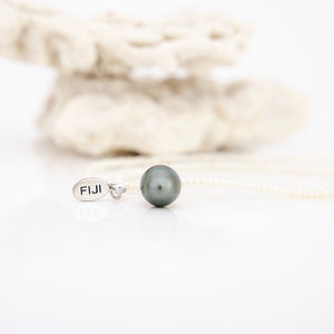 READY TO SHIP Freshwater Pearl Necklace with Civa Fiji Pearl Pendant - 925 Sterling Silver FJD$