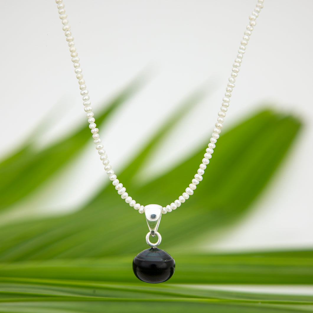 READY TO SHIP Freshwater Pearl Necklace with Civa Fiji Pearl Pendant - 925 Sterling Silver FJD$