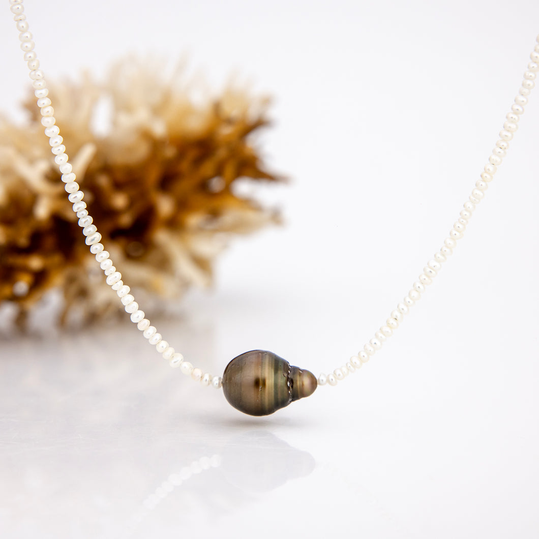 READY TO SHIP Freshwater Pearl Necklace with Civa Fiji Pearl - 925 Sterling Silver FJD$