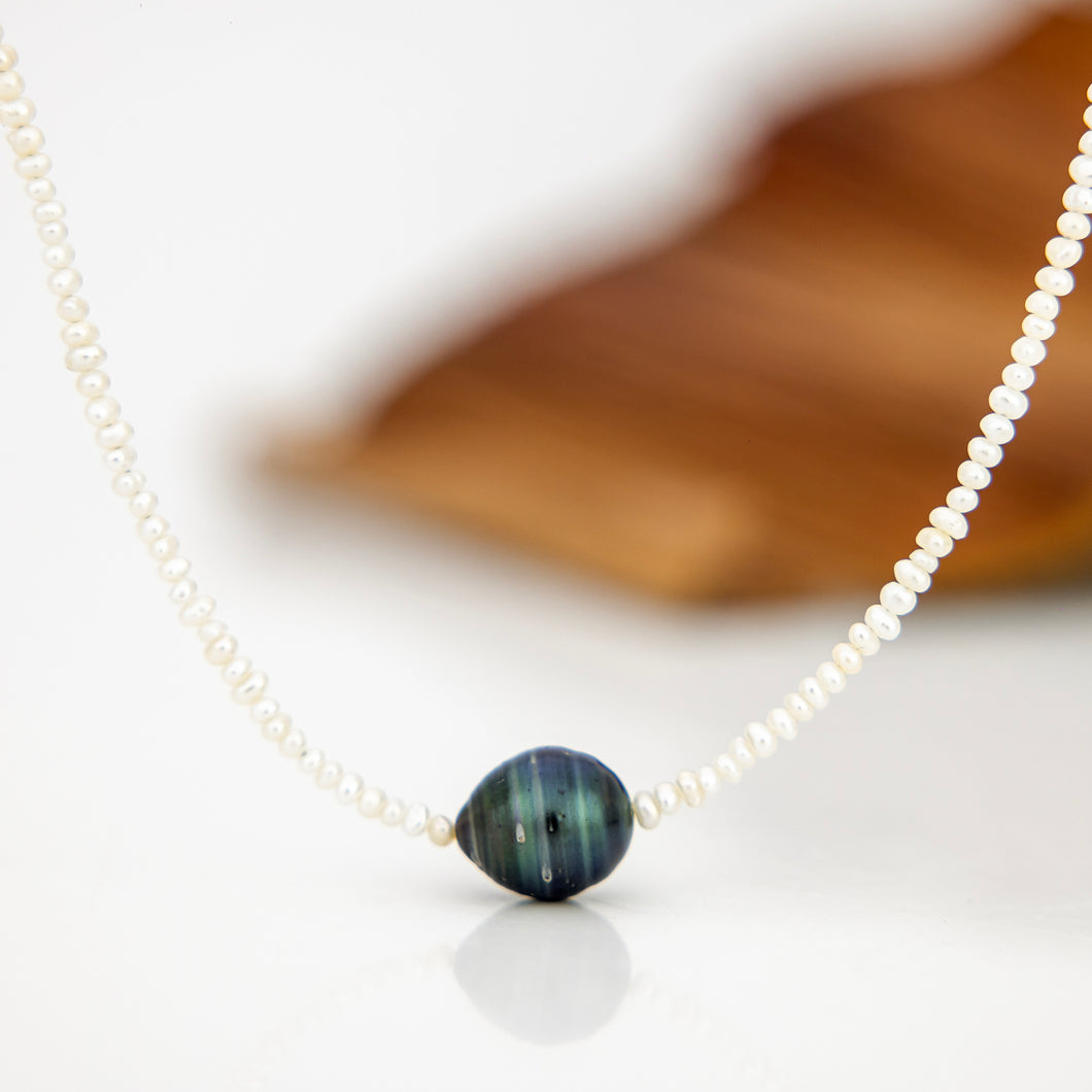 READY TO SHIP Freshwater Pearl Necklace with Civa Fiji Pearl - 925 Sterling Silver FJD$
